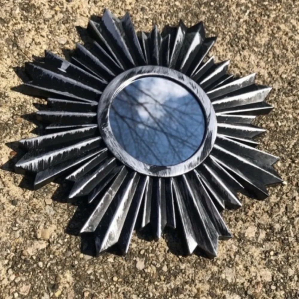 🌸3/$25 🆕 Sunburst Mirror Accent Wall Decor Art, Silver & Black Small Mirror